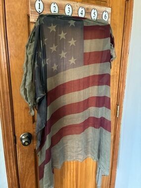 NWT. Large sheer, American flag scarf.